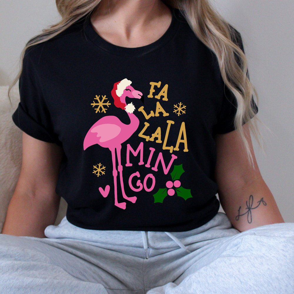 Christmas flamingo shirt, Women's Christmas Tee Gift for her.jpg