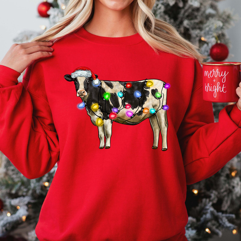 Christmas Sweatshirt,Cute Cow Christmas Sweatshirt,2023 Merry Christmas,Merry Christmoos,2023 Happy New Year,Christmas Gift,Christmas Light 1.jpg
