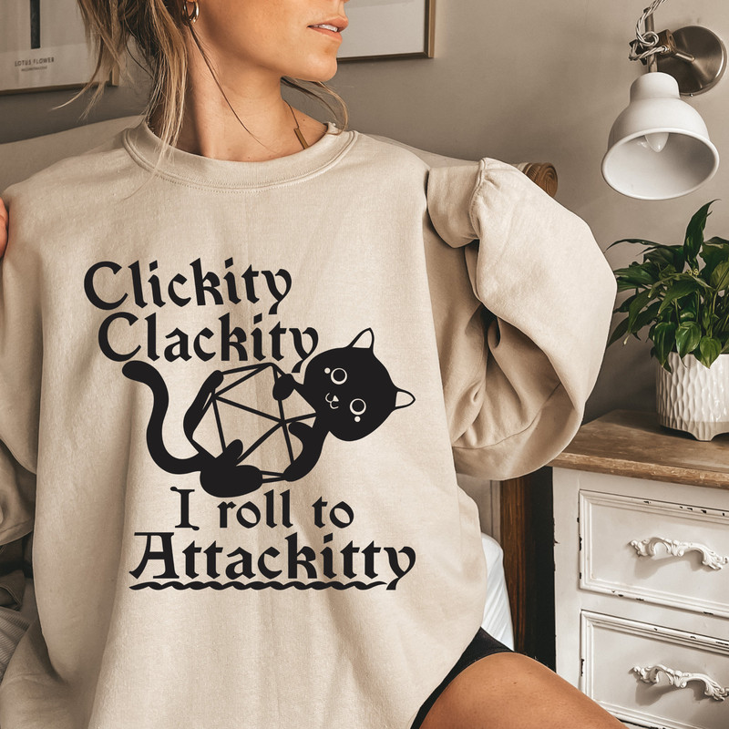 Clickity Clackity Sweatshirt, Game Dice Attackitty Hoodie, Fantasy Tabletop Gameplay Gifts, Fantasy Boardgame, Retro Sweatshirt.jpg