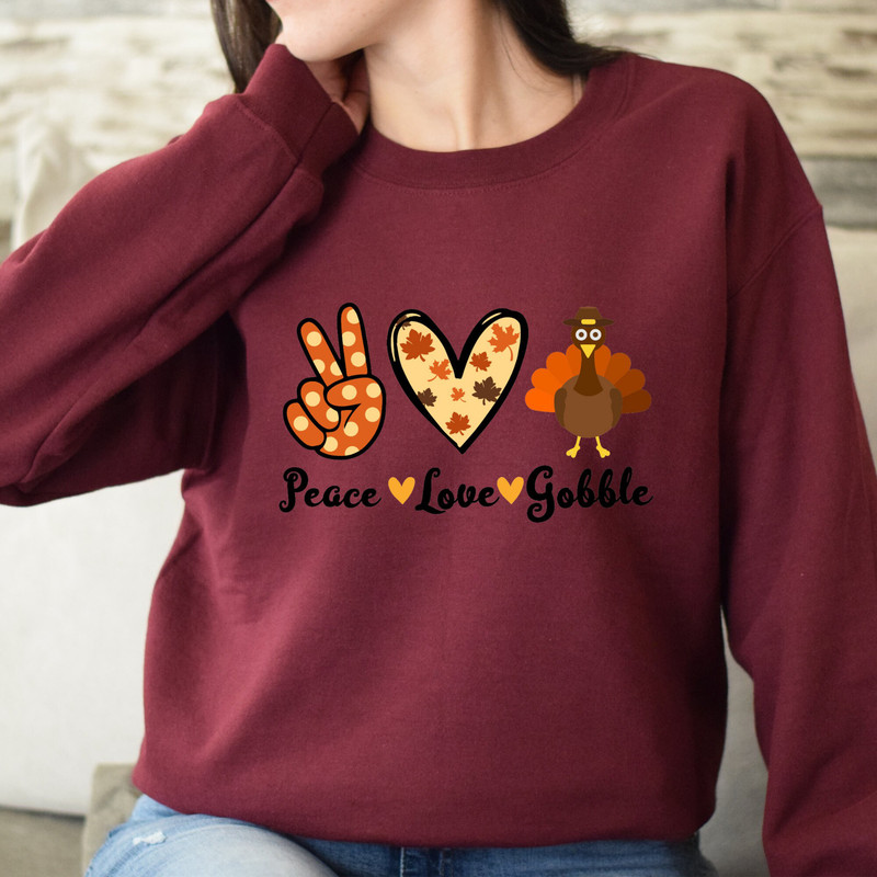 Peace Love Thanksgiving Shirt, Turkey Shirt, Fall Shirt, Thanksgiving Family Shirt, Thanksgiving Party Shirt, Fall Season, Turkey Tee 1.jpg