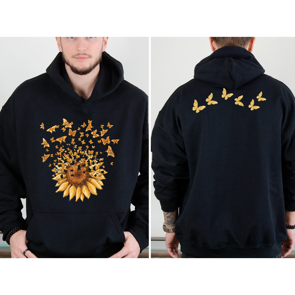 Sunflower Butterfly Sweatshirt, Butterfly Tee, Mothers Day Gift Sweatshirt, Sunflower Shirt, Floral V-neck, Flowers Gift T-shirt, Botanical.jpg