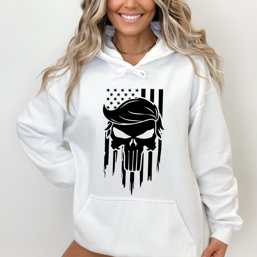 Trump Punisher Shirt, Trump 2024 Shirt, Republican T Shirt, MAGA Ladies Shirt, Punisher Hair Tee, MAGA 2024, Trump Shirts, Trump Flag Shirt 1.jpg