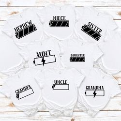 battery family matching shirt, low battery and charged battery shirt, daddy mommy babby kids matching shirt