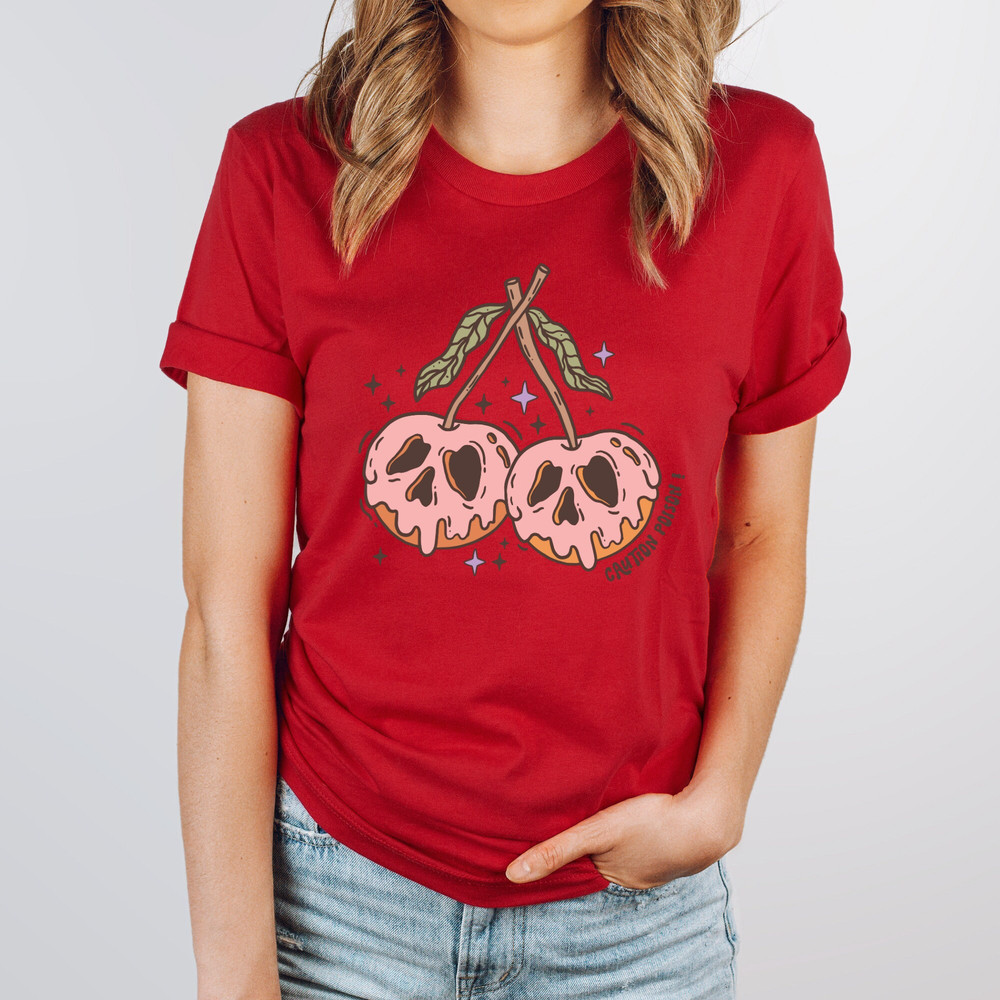 Caution Poison Cherry Spooky Halloween Shirt with Cute Pumpkin Design, Perfect Gift for Halloween Moms.jpg