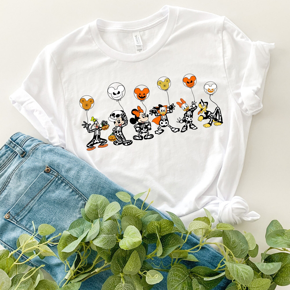 Disney Halloween Skeleton Shirt, Disney Halloween Matching Shirt, Disney Balloon Shirt, Mickey Minnie and Friends, Disney Matching Shirt.jpg