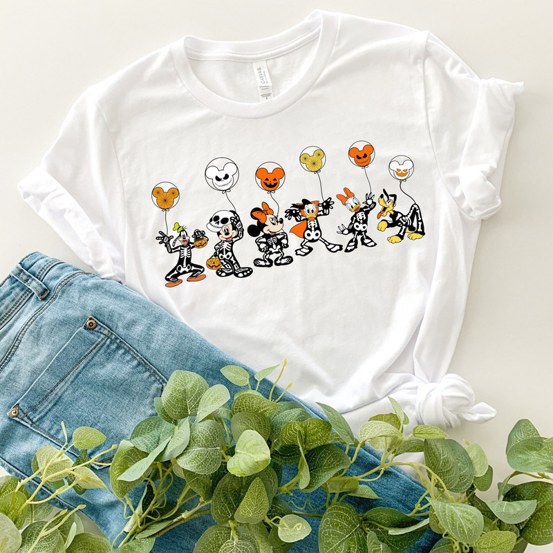 Disney Halloween Skeleton Shirt, Disney Halloween Matching Shirt, Disney Balloon Shirt, Mickey Minnie and Friends, Disney Matching Shirt.jpg
