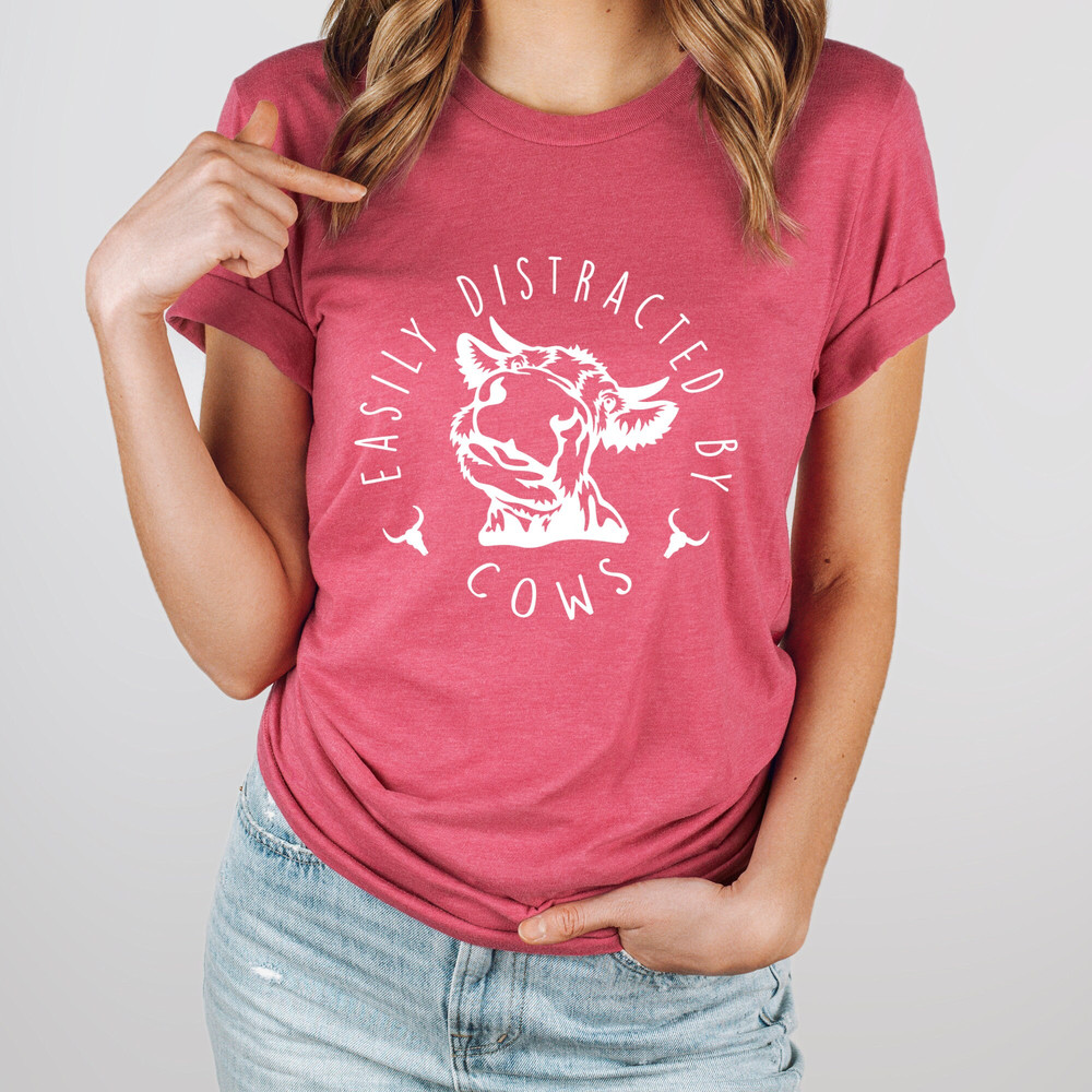 Easily Distracted By Cows Shirt,Cow T-shirt,Aesthetic Sweater,Funny Cow Shirt,Farm Love Shirts,Farm Animal Tshirt,Humorous Saying Tee.jpg