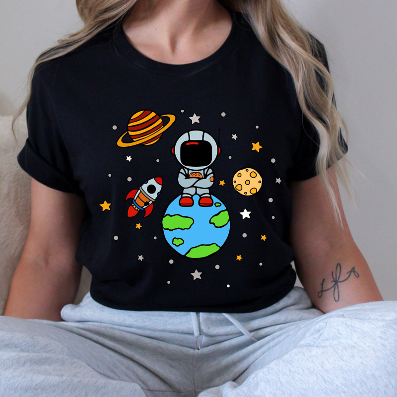 Funny Astronaut Shirt - Outer Space Clothing - Space Curious T-Shirt - Funny Kid Birthday Gift - Spaceman Tee - Meteors and Planets Shirt.jpg