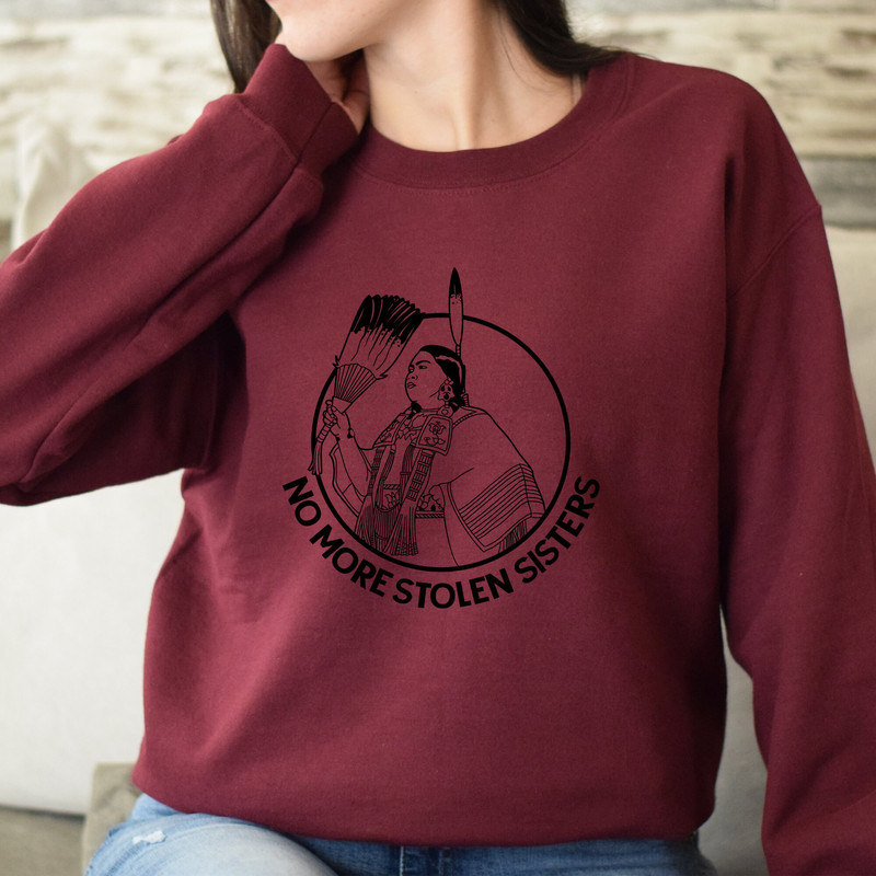 No More Stolen Sister Shirt, American Native Shirt, MMIW Shirt, Indigenous Red Hand, Wear Red For My Sister Shirt.jpg
