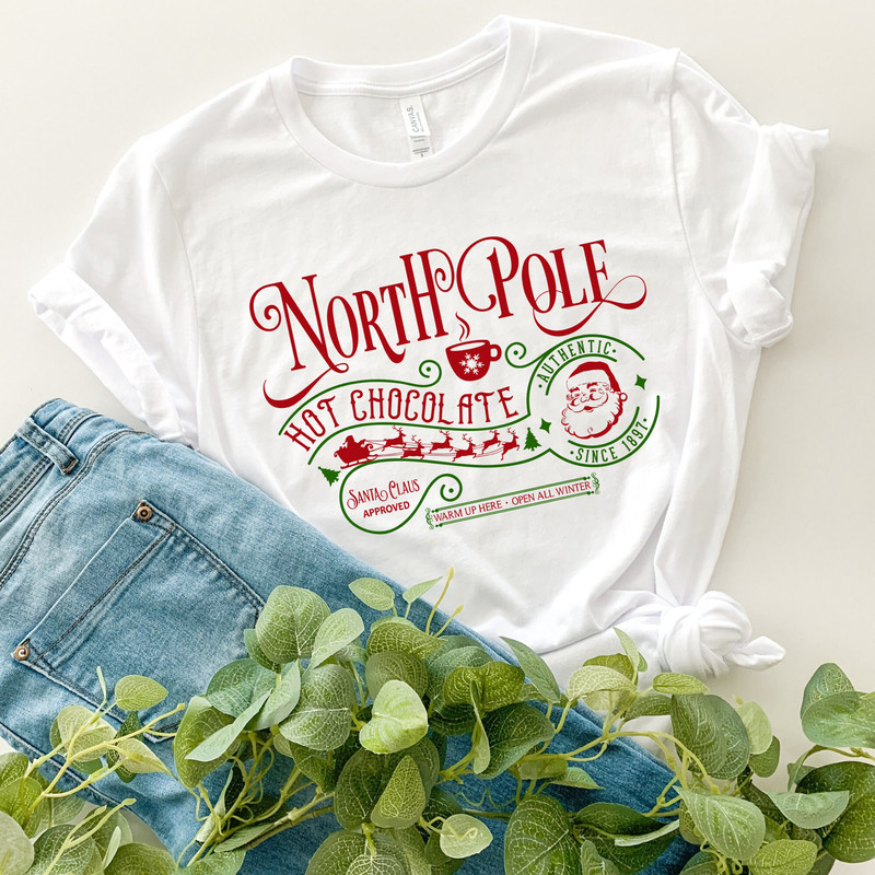North Pole Sweatshirt, Christmas Sweatshirt, Christmas Shirt, Santa Shirt, Reindeer Shirt, Hot Chocolate Shirt, Christmas Gift, Santa Claus.jpg