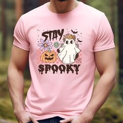 Retro Floral Ghost Tshirt, Spooky Season Design, Womens Halloween Costume Tshirt, Cute Trick Or Treat Top