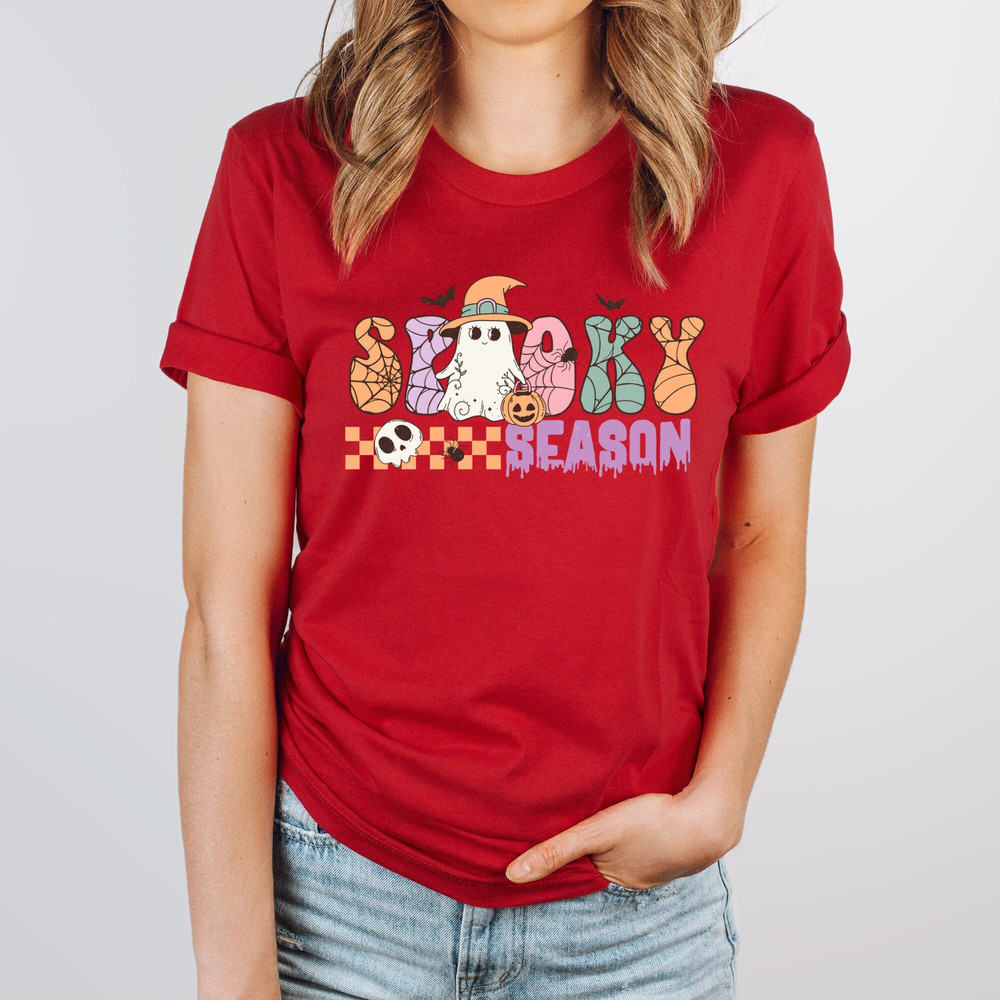 Spooky Vibes Retro Tee, Cute Ghost Halloween Design, Stay Spooky Season Shirt, Perfect Fall Gift.jpg