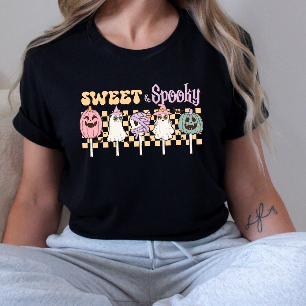 Sweet Spooky Women's Tshirt Cute Halloween Design for Girls, Fall Season Tee, Perfect Gift.jpg