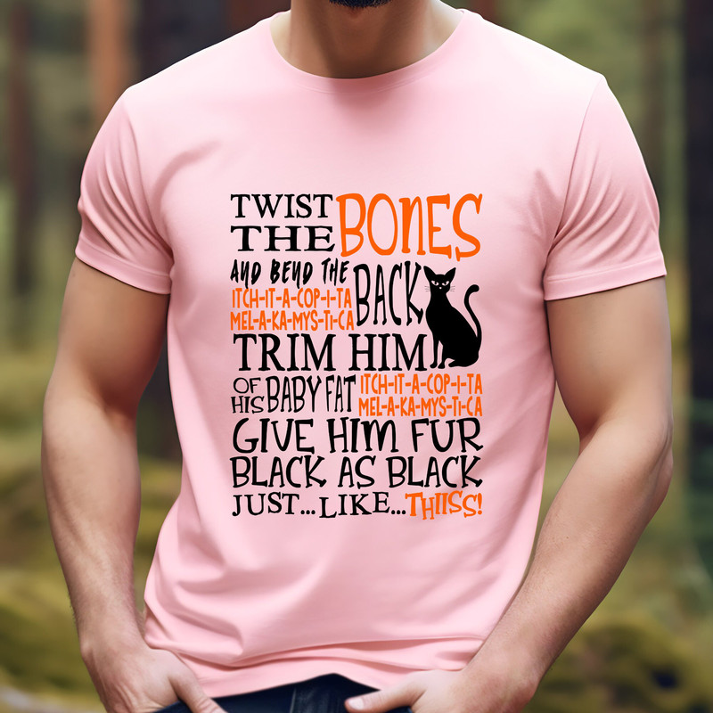 Twist The Bones Shirt Gift For Halloween, Halloween Cat Shirt, Black Cat Tshirt, Halloween Clothing, Witch Spell Tee, Hocus Pocus Shirt Gift.jpg