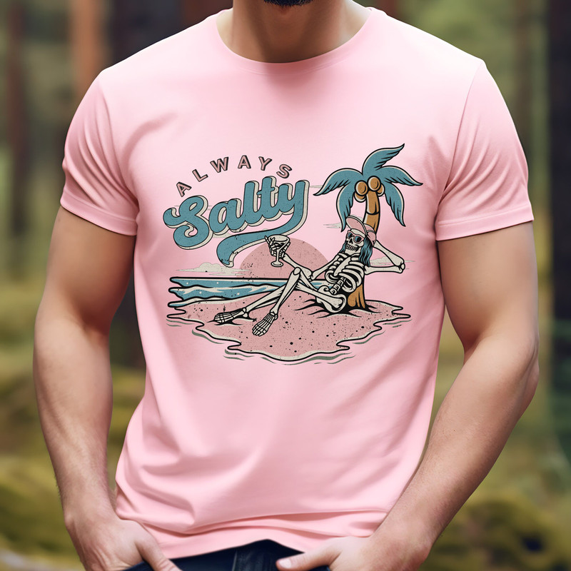 Always Salty Skeleton Palm Trees Beach T-shirt Waves Watermelon Beach Shirt Vintage Sunshine Beach Summer Better Together Funny Beach Tee.jpg