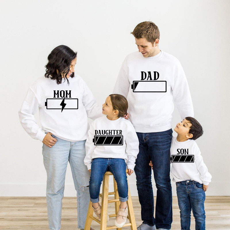 Battery Family Shirts, Battery Recharge, Mom low battery, Child Full Charge, Low Battery and Charged Battery Tee, Matching Family Sweatshirt.jpg