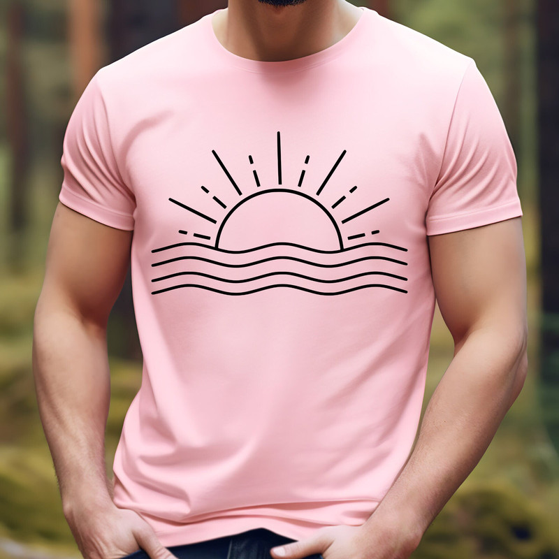 Retro Ocean Sun Tee Nature Graphic Tshirt,Womens Summer Tee,Sunrise Shirt For Women Beachy Shirts,Sunset Sweatshirt,Boho Summer Tee 1.jpg