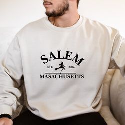 salem massachusetts sweatshirt, cute halloween sweatshirt on sand color, halloween witch womens sweatshirt, sanderson si