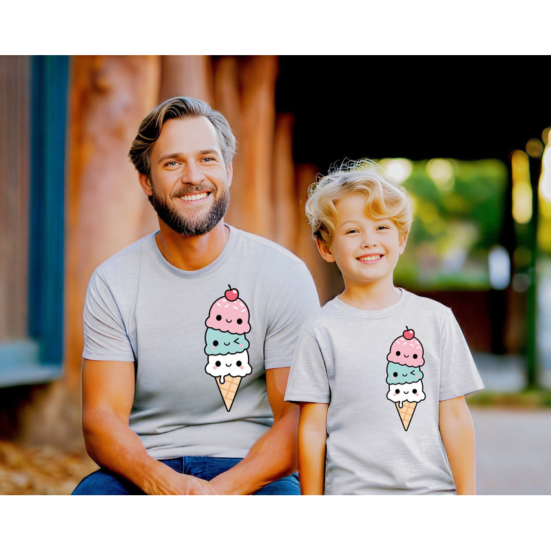 Ice Cream Shirt, Kawaii Style T-Shirt, Ice Cream Fan Gift, Fun Summer Shirt, Dessert Lover Attire, Ice Cream Theme Shirt.jpg