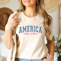 america est 1776 shirt, usa shirt, 4th of july tee, womens 4th of july shirt, america patriotic, retro funny fourth shir