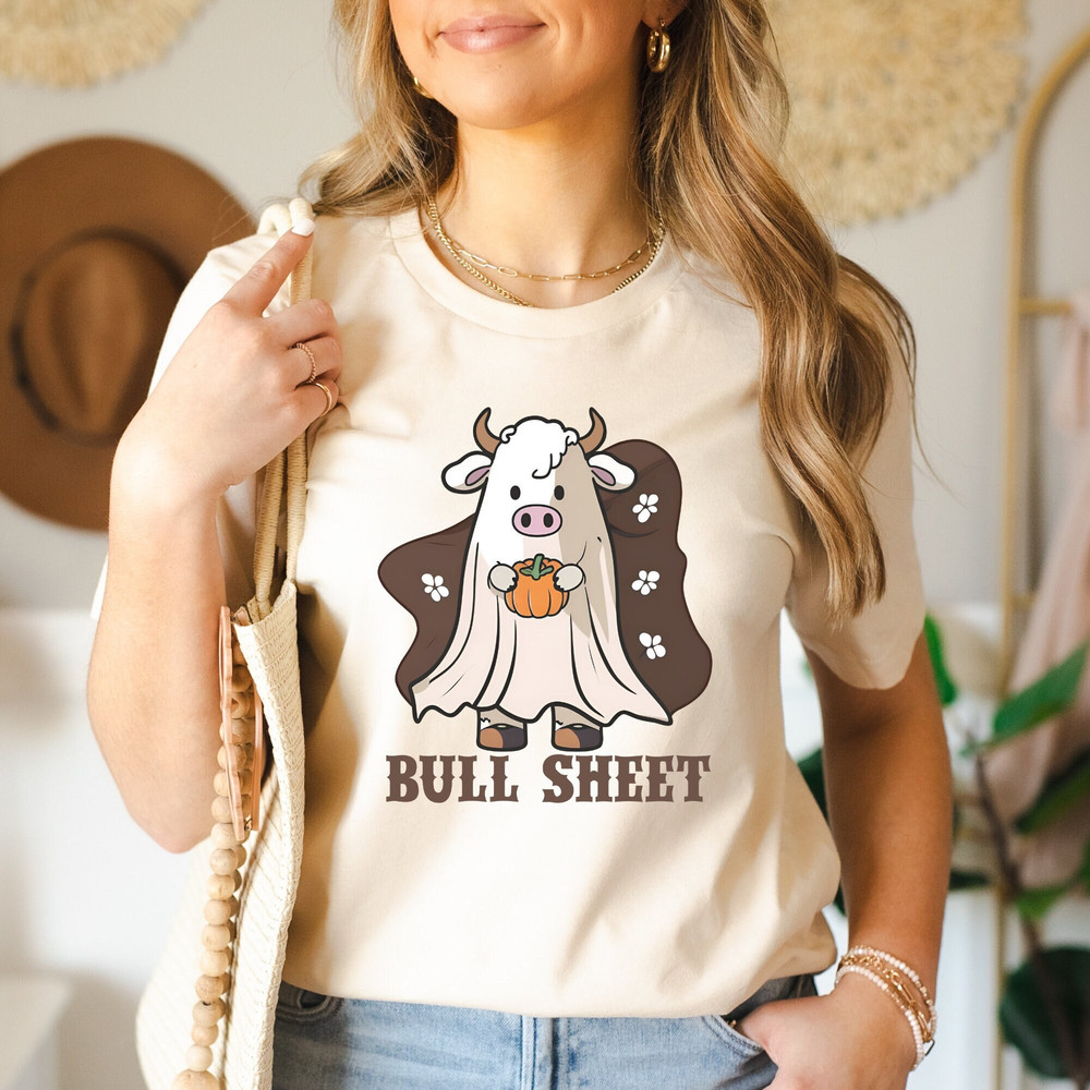 Bull Sheet Ghost Shirt, Cute Ghost Sweatshirt, Boo Ghost Hoodie, Funny Halloween Shirt, Spooky Season Shirt, Bull Shirt, Cow Shirt.jpg