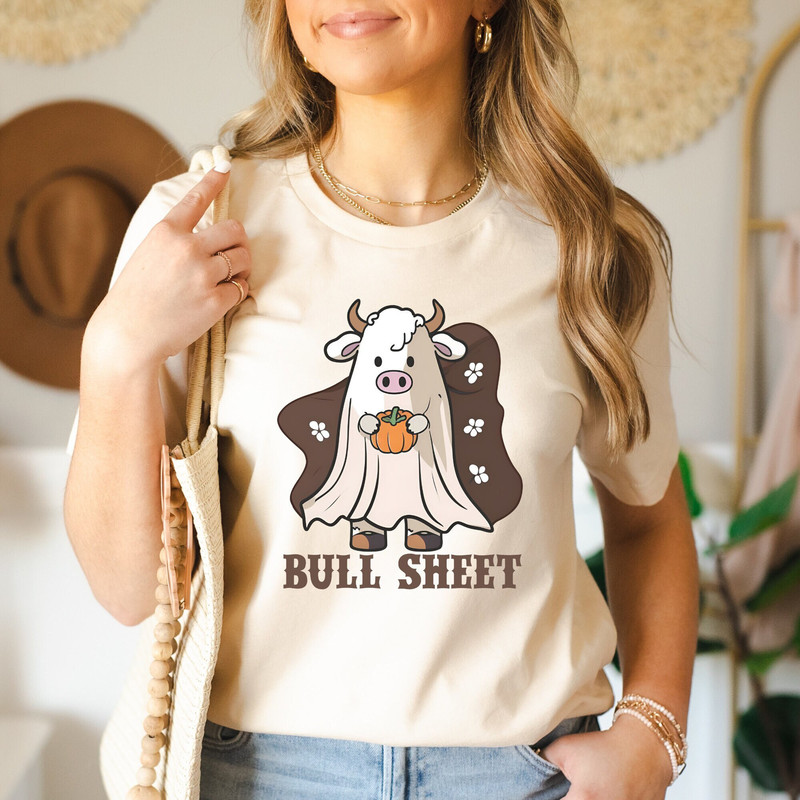 Bull Sheet Ghost Shirt, Cute Ghost Sweatshirt, Boo Ghost Hoodie, Funny Halloween Shirt, Spooky Season Shirt, Bull Shirt, Cow Shirt.jpg