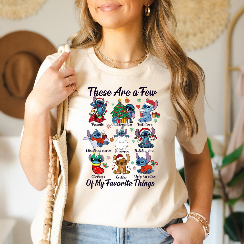 Christmas These Are A Few Of My Favorite Things Shirt, Cute Disney Santa Stitch Christmas Balloon Shirt, Vacation Family Gift, Stitch Shirt,.jpg