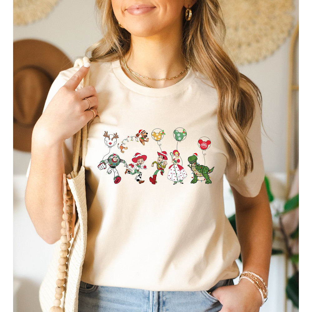 Disney Christmas Toy Story Characters Balloons Shirt, Toy Story Disney Christmas Hoody, Buzz Lightyear, T-Rex, Woody, Jessie, Christmas Tee.jpg
