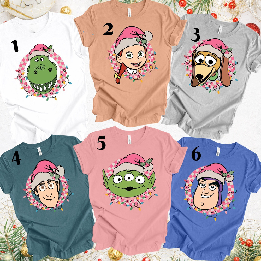 Disney Toy Story Christmas Shirt, Woody Jessie Buzz Characters Christmas Tee, Pink Toy Story Group Christmas Matching Shirt, Vacation Gift,.jpg