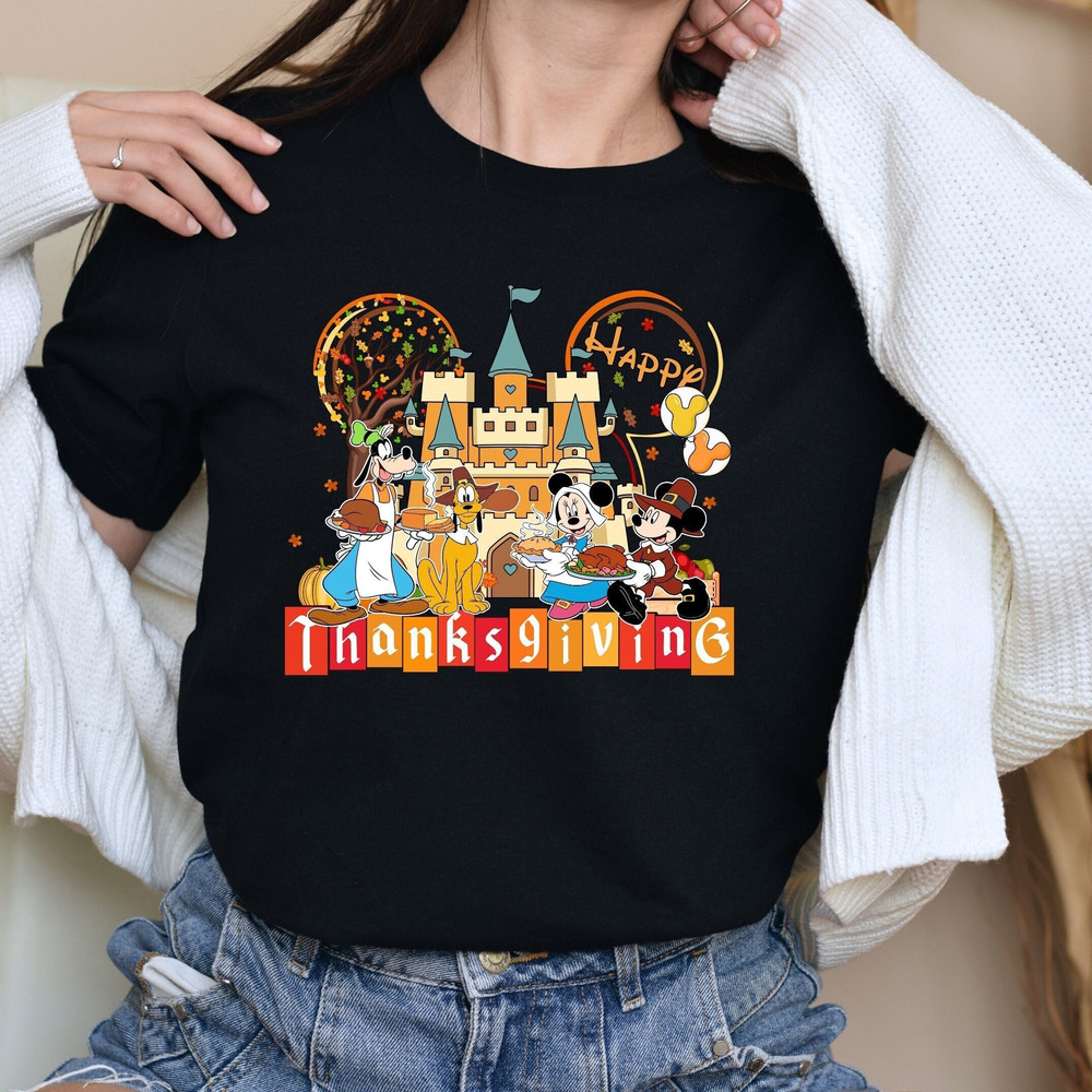 Disneyland Happy Thanksgiving Shirt, Disney Characters Magic Kingdom Cute Mickey And Friends Thanksgiving Shirt, Fall Vibes Family Matching.jpg