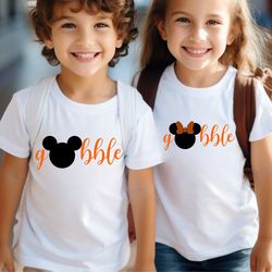 gobble mickey and minnie thanksgiving shirt, disney gobble shirt, fall shirt, thanksgiving couple shirt, thankful shirt,