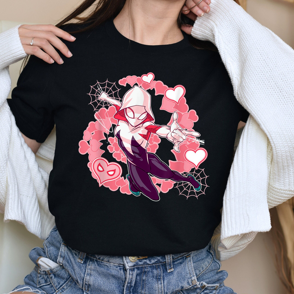 Marvel Spider-Man Into the Spider Shirt, Verse Gwen Stacy Hearts Birthday Gril Shirt, Spider-Gwen Spider Verse, Ghost-Spider, Halloween Gift.jpg