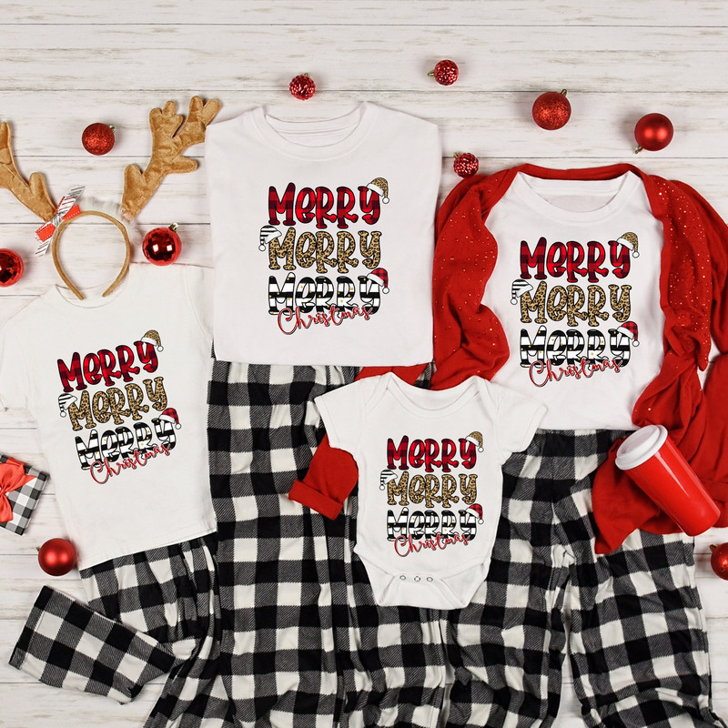Merry Christmas Shirts, Family Matching Shirt, Family Christmas Shirt, Leopard Shirt, Buffalo Plaid Tee, Christmas T shirt, Christmas Gift.jpg