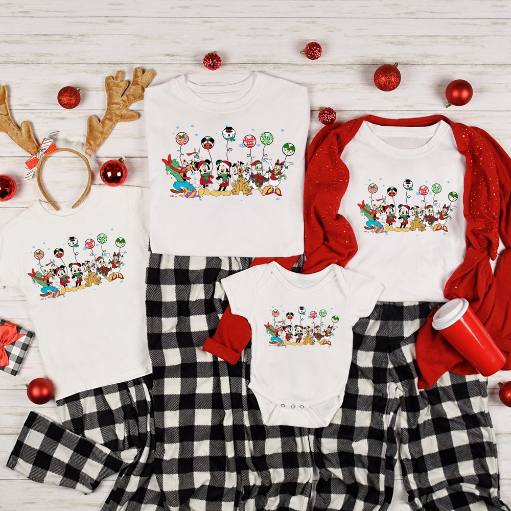 Mickey And Friends Christmas Balloons Shirt, Vintage Mickey Balloon, Family Christmas Matching Shirt, Mickey Ears Shirt, Disney Character 1.jpg