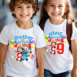 personalized lilostitch birthday shirts, family matching shirts,disney birthday trip shirt,family trip tee, cute stitch