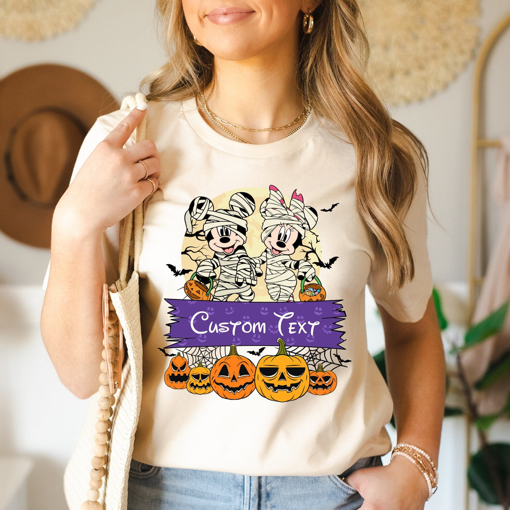 Personalized Mickey and Minnie Halloween Shirt, Disney Halloween Couple Shirt, Disney Family Vacation Shirt, Mickey and Minnie Mummy Shirt.jpg