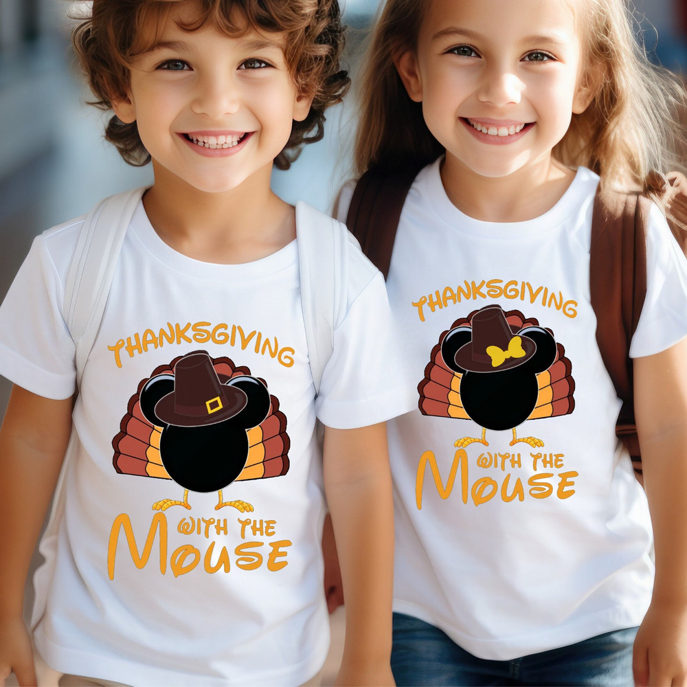Thanksgiving With The Mouse Shirt, Family Thanksgiving Shirt, Disney Fall Tee, Thanksgiving Party, Minnie Autumn Leaves Tee, Mouse Pumpkin,.jpg