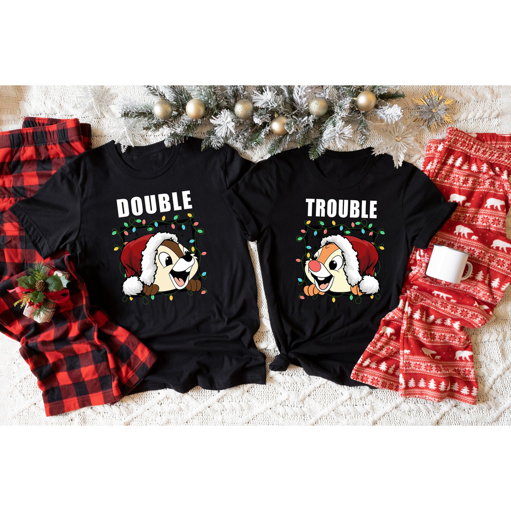 Chip and Dale Christmas Couple Shirt, Disney Christmas Trip Shirt, Double Trouble Shirt, Disney Family Christmas Shirt, Christmas Gifts 1.jpg