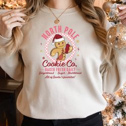 Christmas Gingerbread Cookie Sweatshirt, North Pole Gingerbread Sweater, Christmas Bakery Shirt, Christmas Gifts, Christ