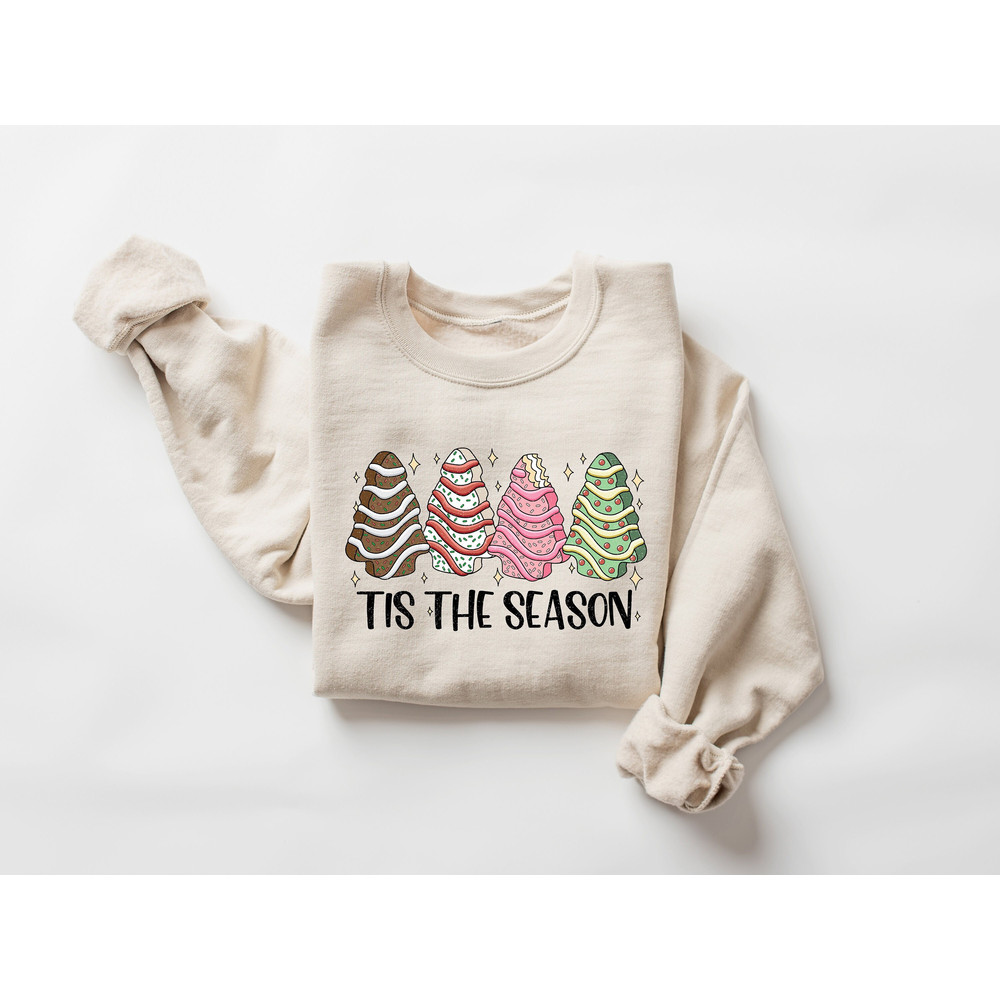 Christmas Tree Cake Sweatshirt, Christmas Cake Shirt, Tis the Season Christmas Crewneck, Holiday Sweater, Funny Christmas Shirt, Xmas Tee.jpg