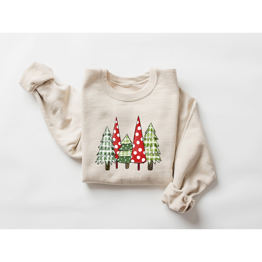 Christmas Tree Sweatshirt, Red Polka Dot Christmas Tree Sweater, Christmas Tree Crewneck, Xmas Shirt, Christmas Gifts, Farm Fresh Christmas.jpg