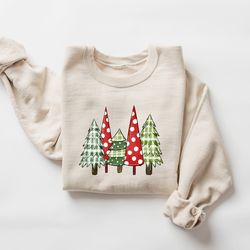 christmas tree sweatshirt, red polka dot christmas tree sweater, christmas tree crewneck, xmas shirt, christmas gifts, f