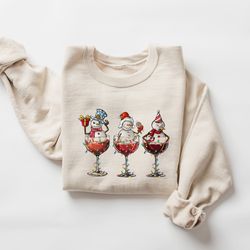 Christmas Wines Sweatshirt, Christmas Cocktails Sweater, Merry Christmas Shirt, Christmas Snowman Drinks Shirt, Christma