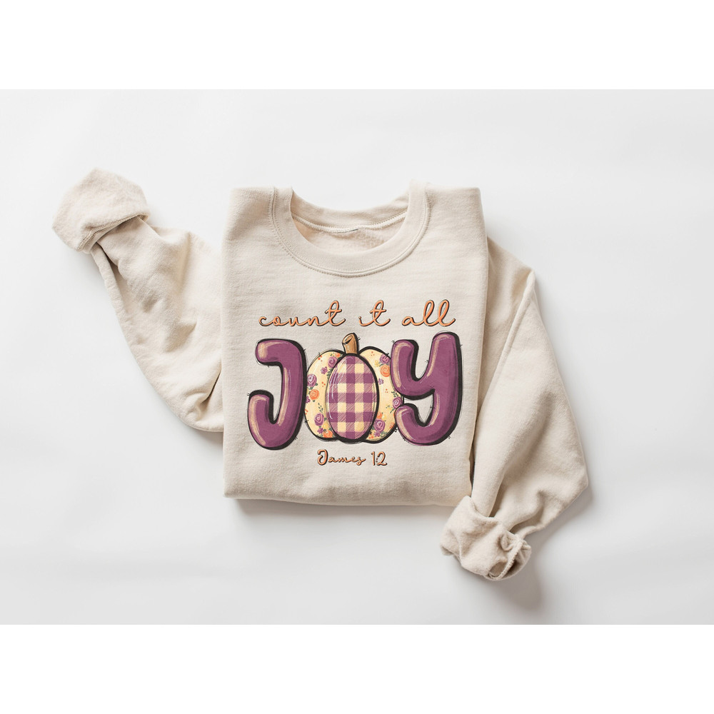 Count it All Joy Sweatshirt, Thanksgiving Pumpkin Sweater, Retro Thanksgiving Shirt, Thanksgiving Bible Sweater, Thanksgiving Jesus Shirt.jpg