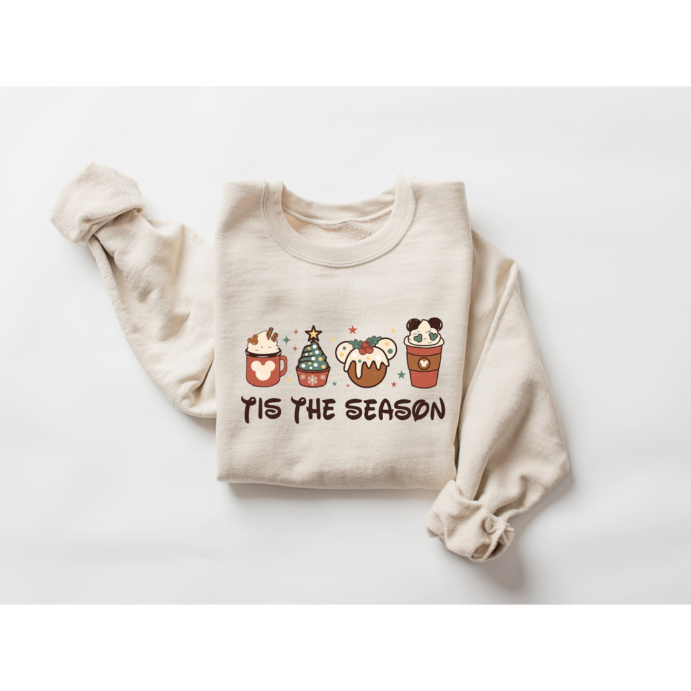Disney Christmas Cartoon Coffee Latte Sweatshirt, Christmas Coffee Cups Sweater, Xmas Disney Snacks Shirt, Christmas Gifts, Mickey Christmas 1.jpg