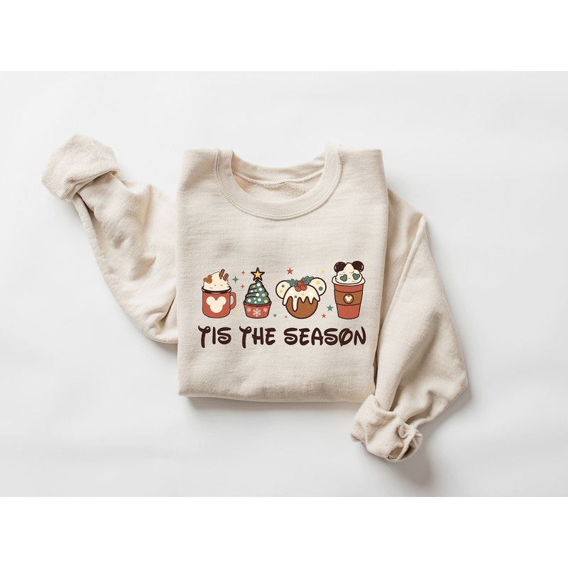 Disney Christmas Cartoon Coffee Latte Sweatshirt, Christmas Coffee Cups Sweater, Xmas Disney Snacks Shirt, Christmas Gifts, Mickey Christmas 1.jpg