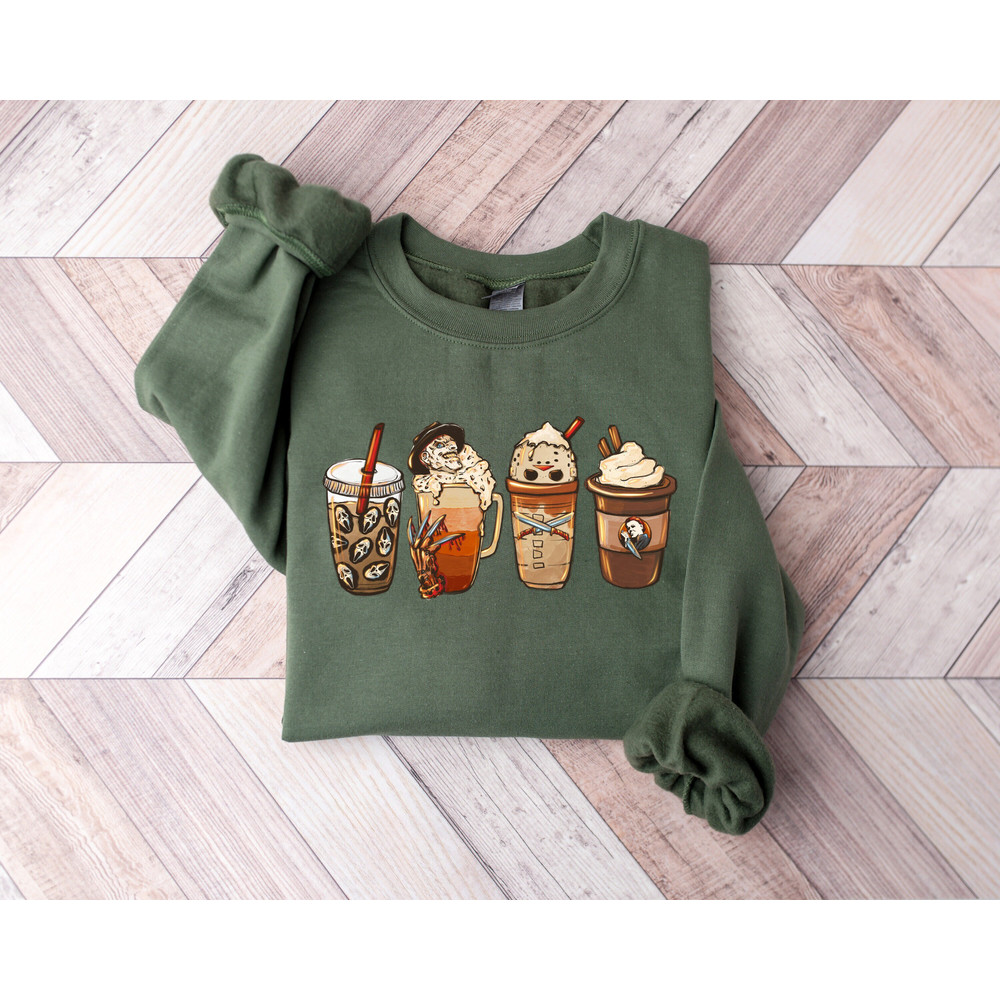 Halloween Coffee Sweatshirt, Halloween Freddy Shirt, Fall Coffee Shirt, Coffee Lover, Halloween Gifts, Halloween Drink Shirt.jpg
