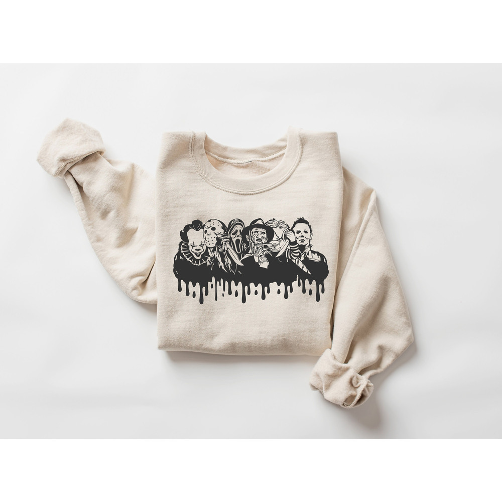 Halloween Horror Characters Sweatshirt, Scary Horror Movie Characters Shirt, Halloween Gift, Spooky Season Horror Shirt, Halloween Crew Neck.jpg