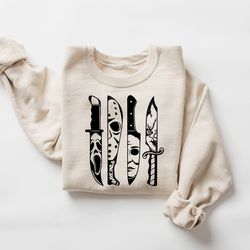 horror movie knives sweatshirt, halloween horror movie characters shirt, halloween knives, halloween movie sweatshirt, h