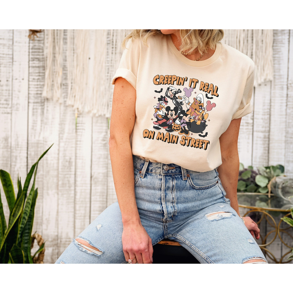 Retro Disney Creepin' It Real On Main Street Shirt, Disney Halloween Matching Shirt, Halloween Disneyland Shirt, Halloween Trip T-shirts.jpg